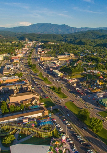 aerial view of Pigeon Forge
